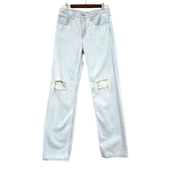 Levi's Denim - Levi Strauss Co Light Wash Distressed Lo Pro Straight High-Waisted Jeans Size 27
